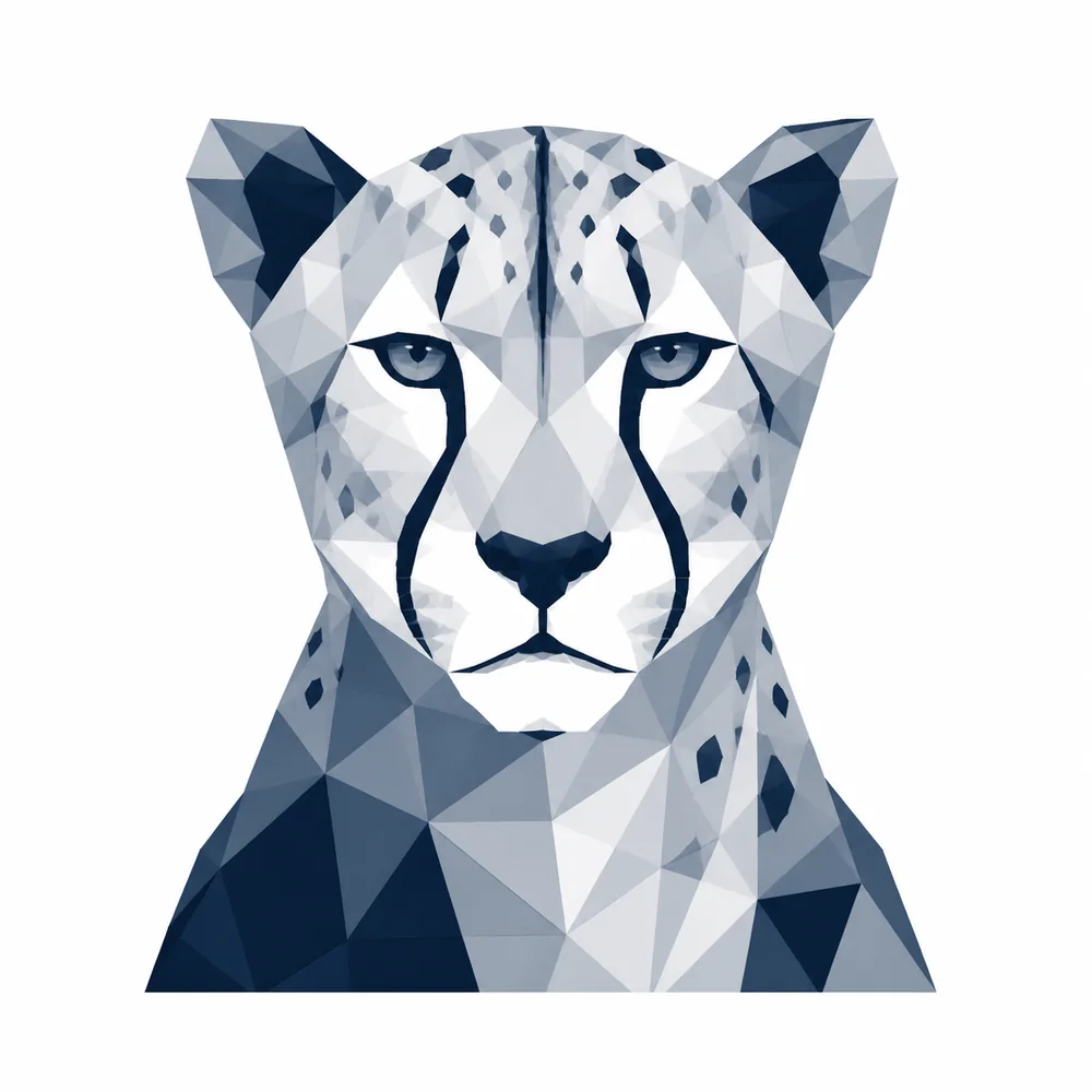 Geometric cheetah representing speed, agility and execution