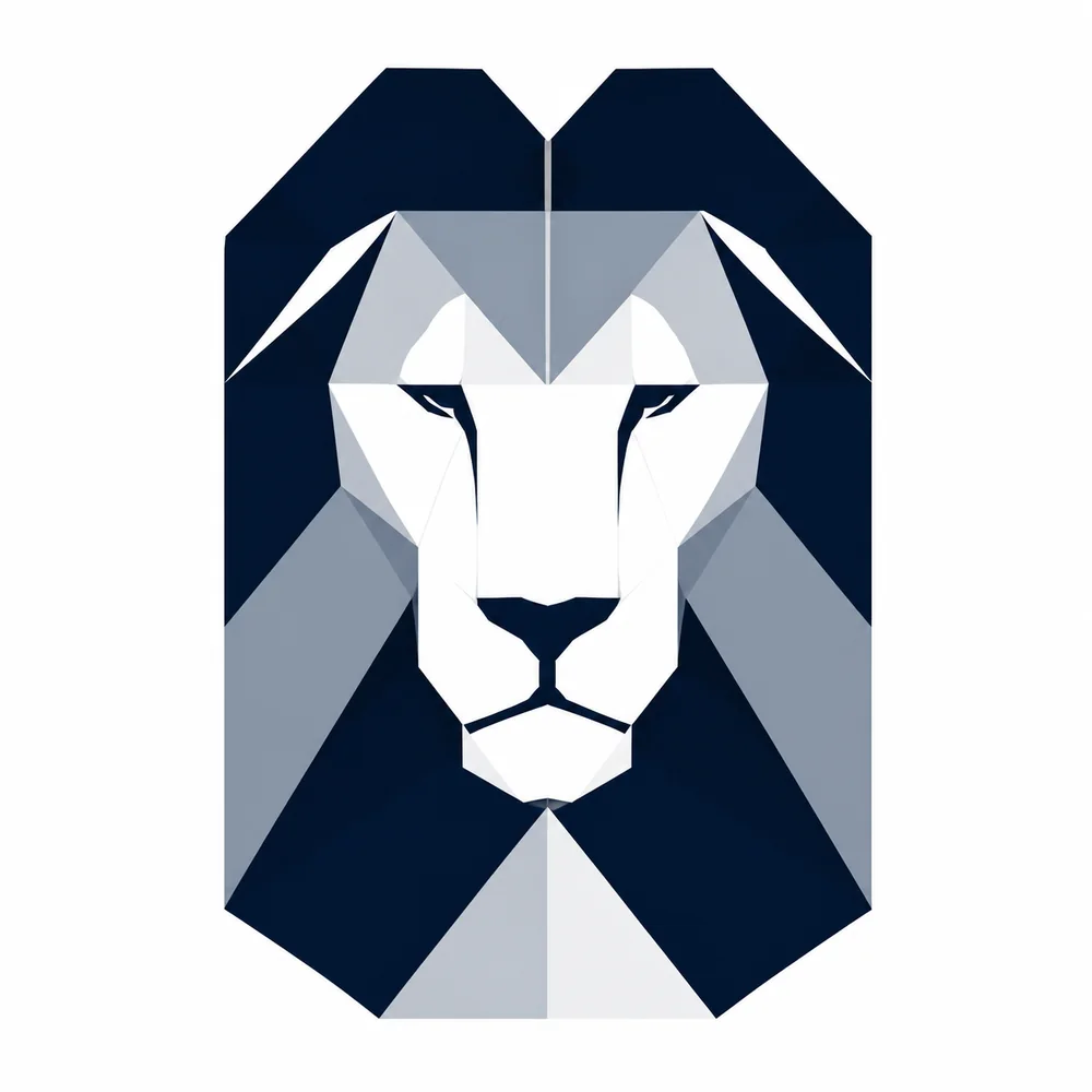 Geometric lion representing strength, stability and endurance