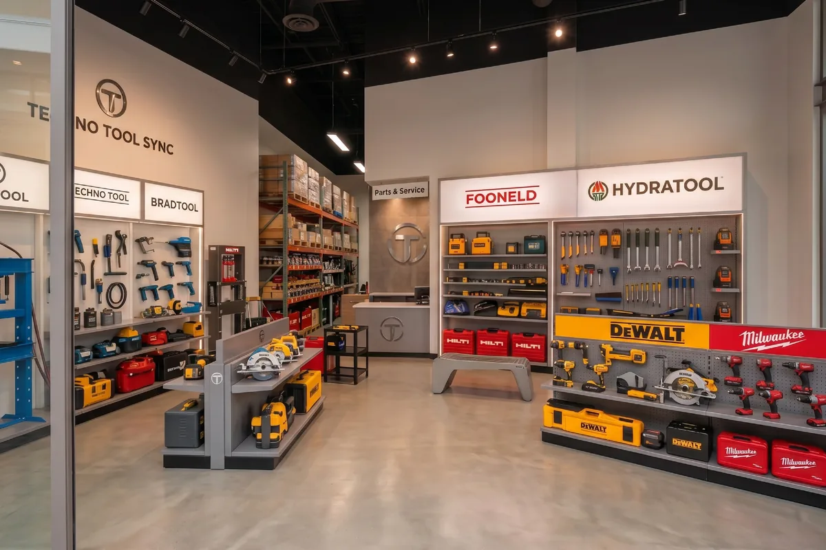 Matajer West technical showroom with tools and product displays